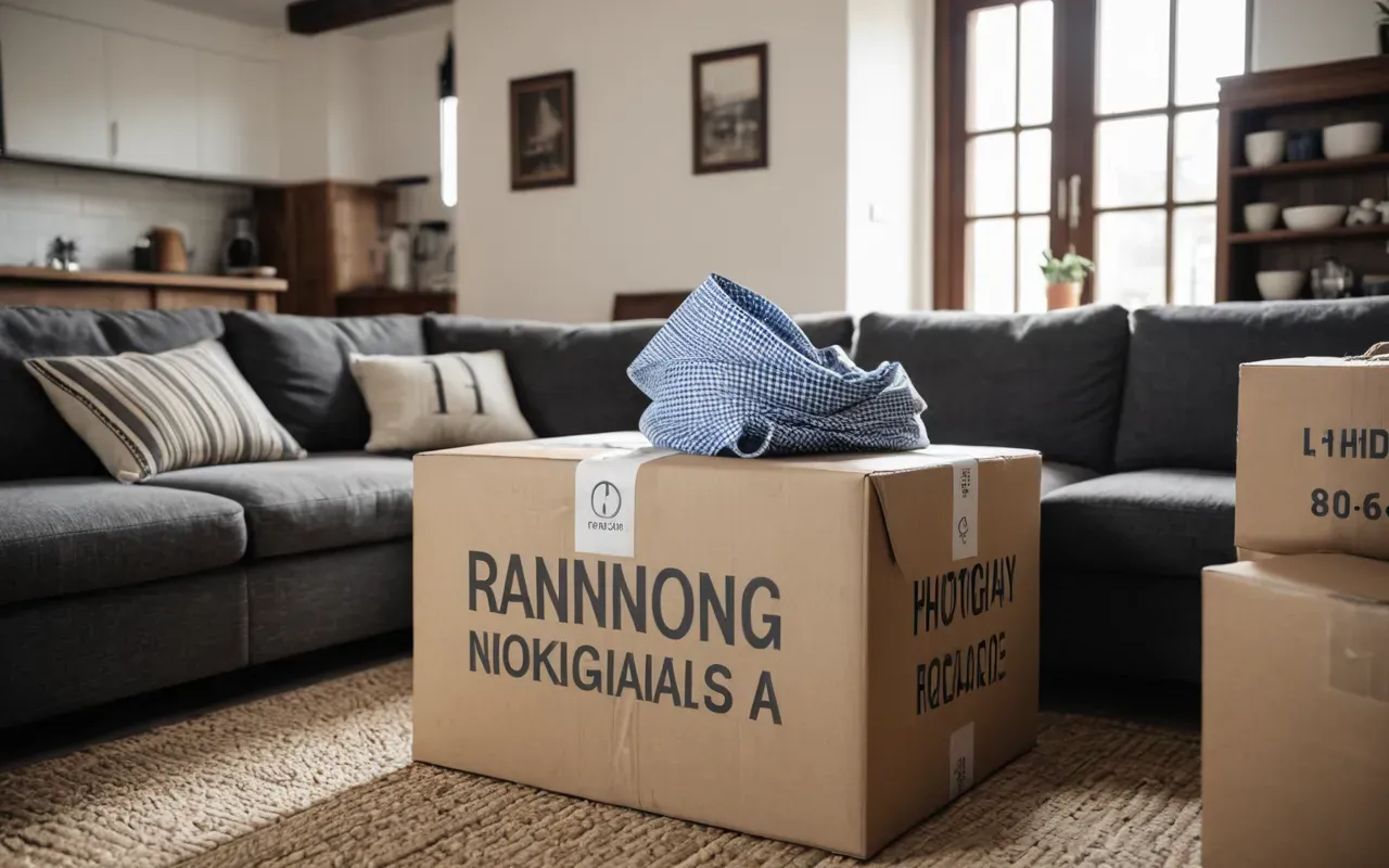 taşınma hazırlığı Modern living room interior with unpacked furniture boxes and protective wrapping materials showing moving day preparation clean bright daylight photography