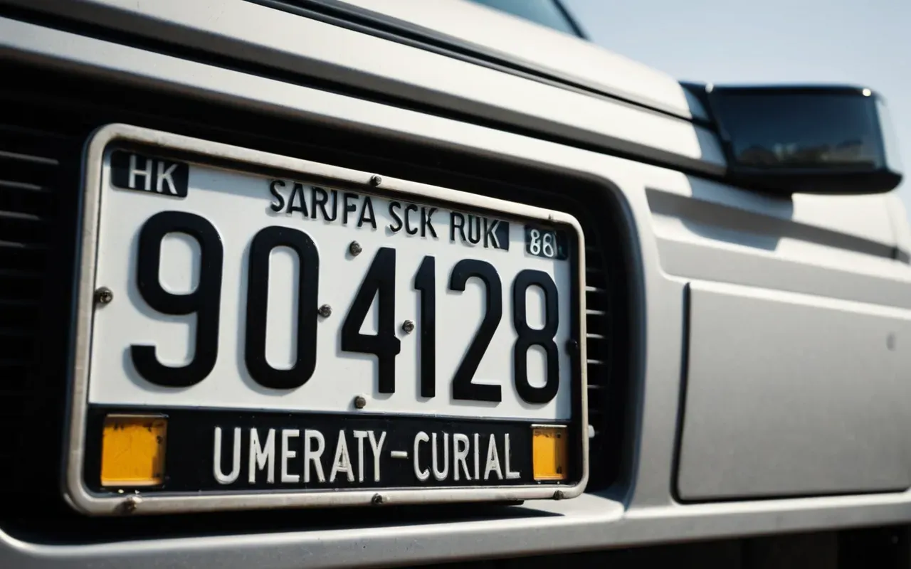 Schengen vize süreleri A close-up shot of a heavy-duty truck license plate and a digital clock showing 90 days. The composition is simple and impactful.
